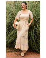 Dumene | Vestido Max Midi Entremeio Bege