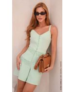 Cora Canela | Blusa Linho c/ Elastano Verde Menta
