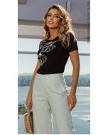 Cora Canela | T-shirt Viscolycra Preto simples