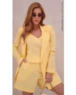 Cora Canela | Cropped Linho Premium Amarelo