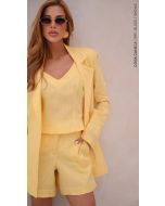 Cora Canela | Short Linho Premium Amarelo