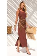 Cora Canela | Vestido Viscose Dubia Marrom