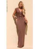 Cora Canela | Vestido Malha Canelada Marrom