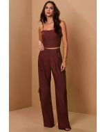 Luleg | Calça detalhe bolsos e pregas Marrom