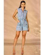 Luleg | Macacao jeans curto com faixa vibe