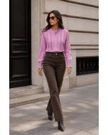 Lá Portt | Calça Mom Fit em Sarja com Elastano