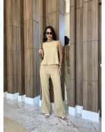 Maria Dubox | Conjunto de calça Oceano Manteiga