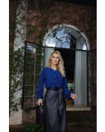 Vanessa Ferraz | Blusa c/ Abertura e Babado Azul