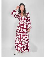 Maria Poa | Vestido Damasco Vinho