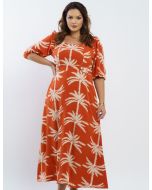 Dona Charme | Vestido longo crepe Laranja