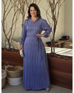 Dona Charme | Vestido Longo Azul listrado