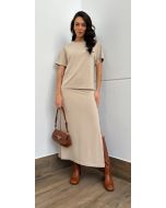 Maria Dubox | Conjunto de saia Rosangela bege