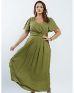 Dona Charme | Vestido longo crepe com pedras Verde