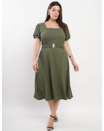 Dona Charme | Vestido Midi malha com cinto