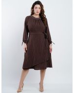 Dona Charme | Vestido Midi linho risca de giz