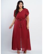 Dona Charme | Vestido Longo com pesponto Vermelho