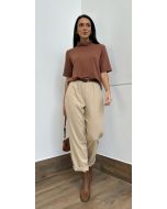 Maria Dubox | Calça de linho Deise bege