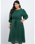 Dona Charme | Vestido Midi Linho Verde