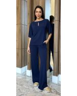 Maria Dubox | Conjunto de calça Mel marinho