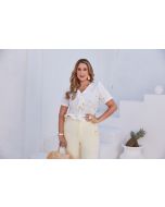 Savannah | Blusa Cherry Off com bordado de Abacaxi