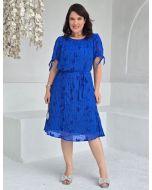 Dona Charme | Vestido Curto Chiffon Plissado Azul
