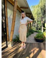 Julia Rodrigues | Saia Midi Linho Amber