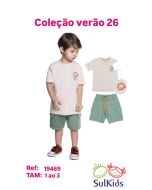 Sul Kids | Conjunto Masculino Camiseta com Estampa nas costa e shorts cargo