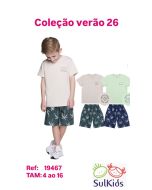 Sul Kids | Conjunto Masculino Camiseta com Estampa nas costa e shorts estampado