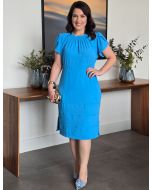 Dona Charme | Vestido MIdi Tubinho Azul