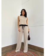 Maria Dubox |Conjunto de calça Lana bege 