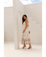 Flor da Moda | Vestido Midi Bordado Bege