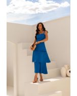 Flor da Moda | Vestido Viscose Babados Azul