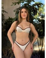 Logata | Conjunto de Biquíni Estrela Branco com detalhes Preto