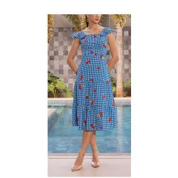 Imperio By Titanium | Vestido Estampado com Faixa e Decote Quadrado