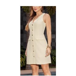 Imperio By Titanium | Vestido Quadradinho com Botões Amarelo