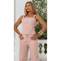 Cora Canela | Cropped Alfaiataria Rosa