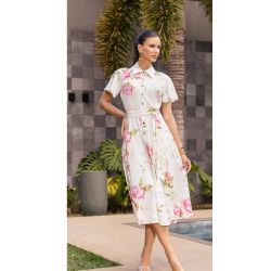 Imperio By Titanium | Vestido de Crepe Estampado Rosa