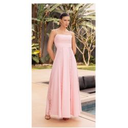Imperio By Titanium | Vestido de Viscolinho com Aviamento de Guipir Rosa
