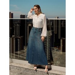 Império By Titanium | Camisa Manga Longa Chifon Listrado Off White