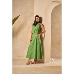Luxo | Conjunto Blusa e Saia Verde