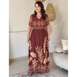 Dona Charme | Vestido Longo Tule c/ Barrado
