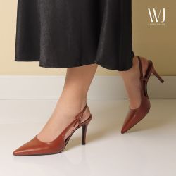 WJ Acessórios | Slingback Couro 8 cm