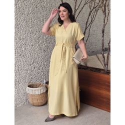 Dona Charme | Vestido Longo de linho Amarelo